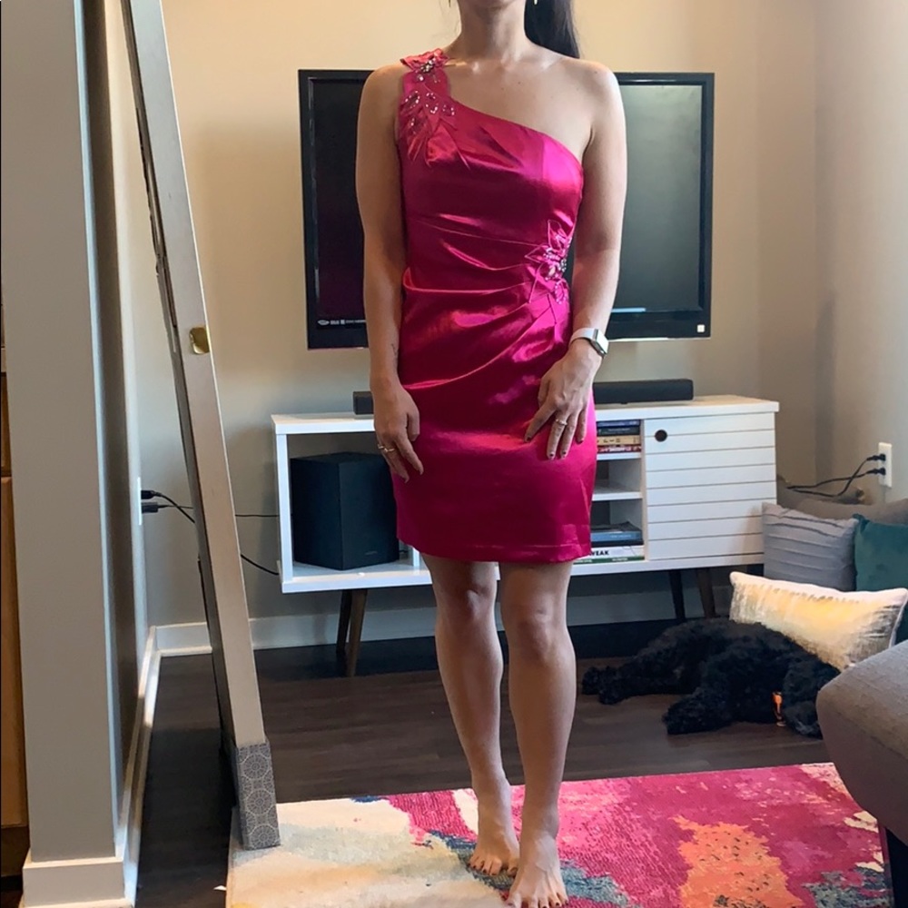 Hot pink mini dress